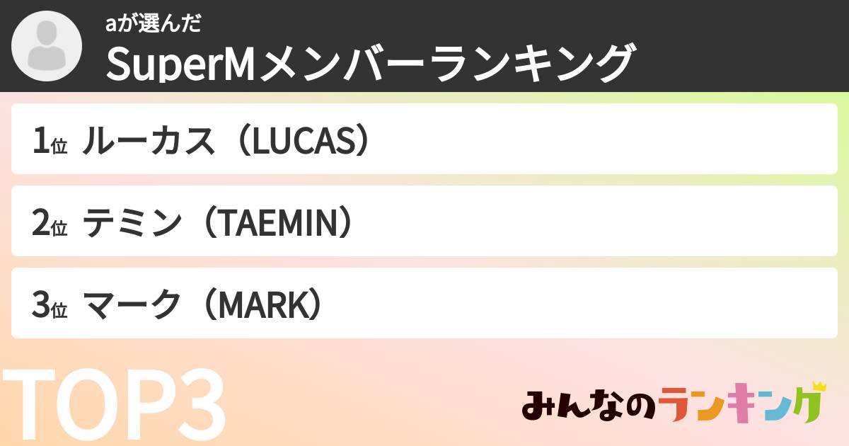 aさんの「SuperMメンバーランキング」