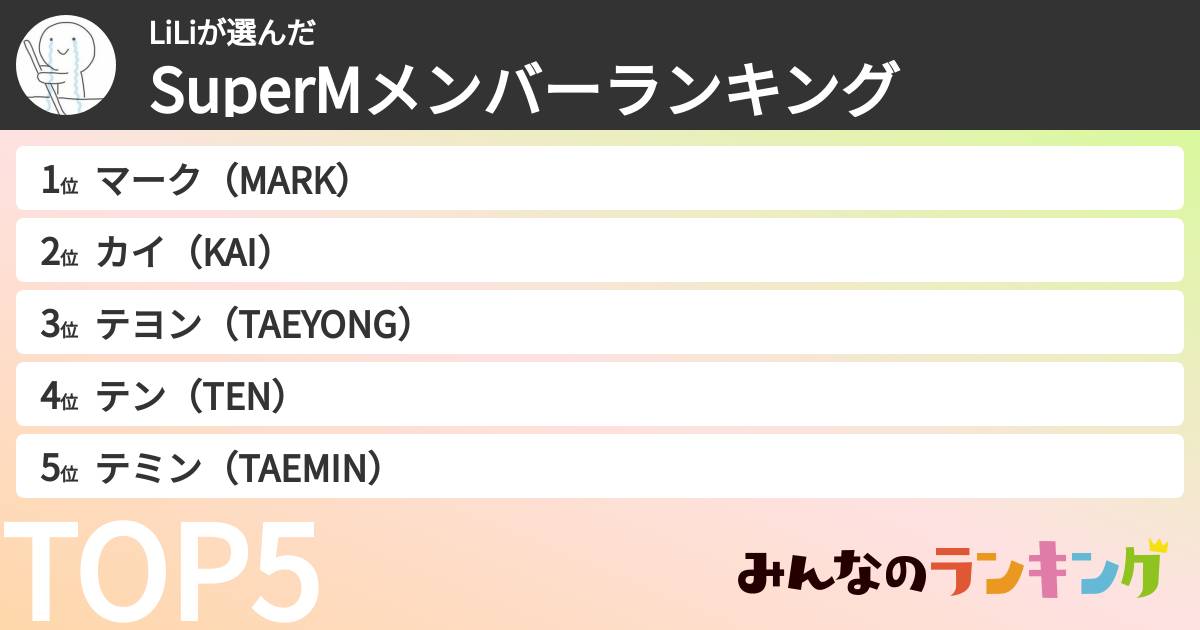 LiLiさんの「SuperMメンバーランキング」