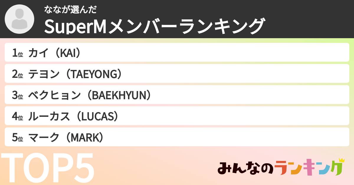 ななさんの「SuperMメンバーランキング」