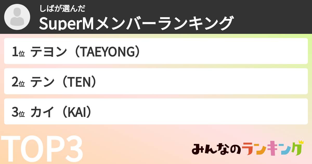 しばさんの「SuperMメンバーランキング」