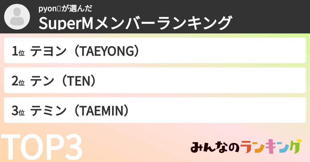 pyon✨さんの「SuperMメンバーランキング」