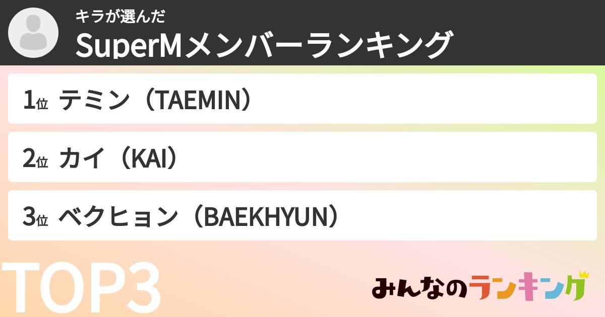 キラさんの「SuperMメンバーランキング」