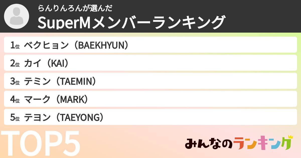 らんりんろんさんの「SuperMメンバーランキング」