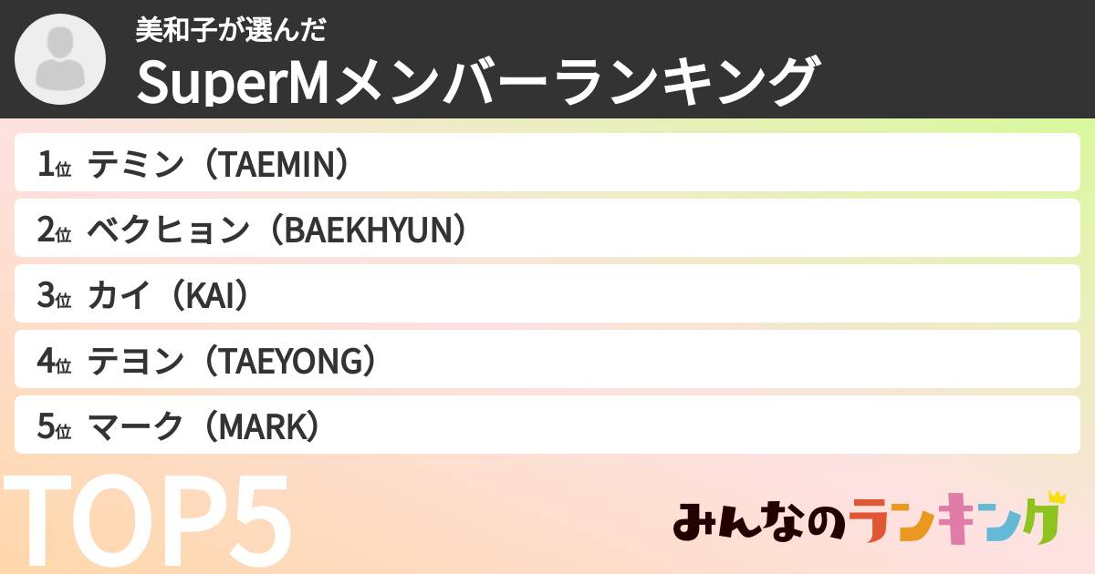 美和子さんの「SuperMメンバーランキング」