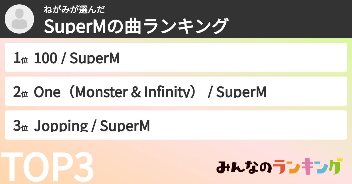ねがみさんの「SuperMの曲ランキング」
