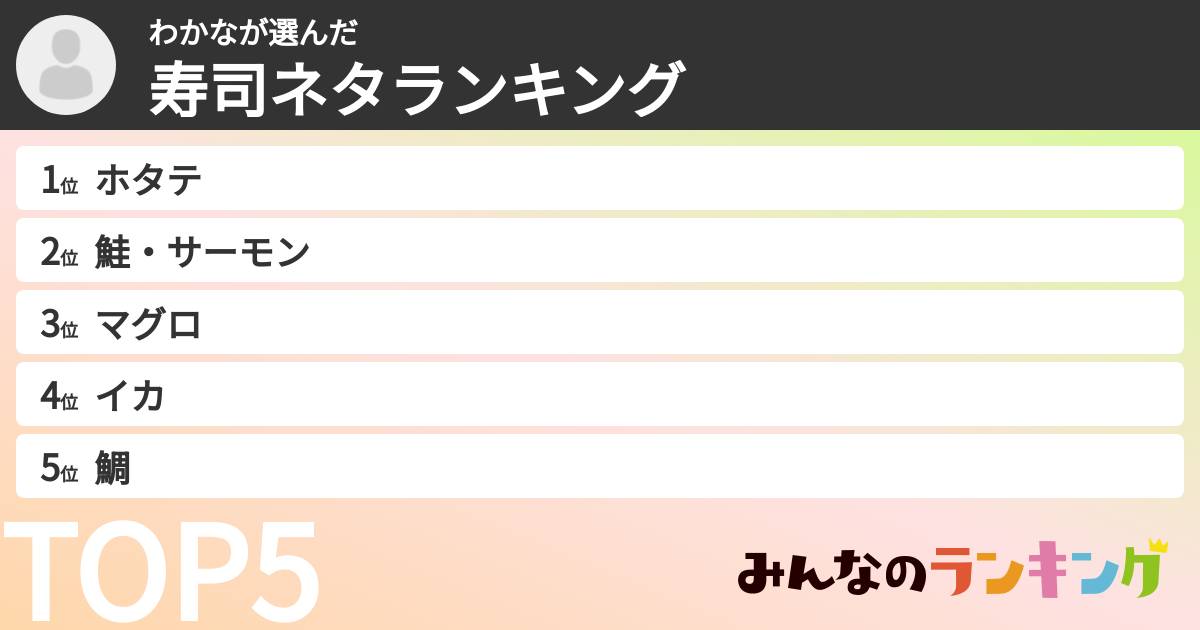 わかなさんの「寿司ネタランキング」