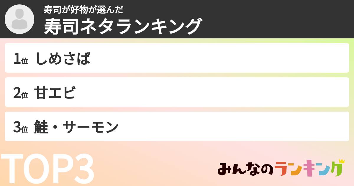 寿司が好物さんの「寿司ネタランキング」