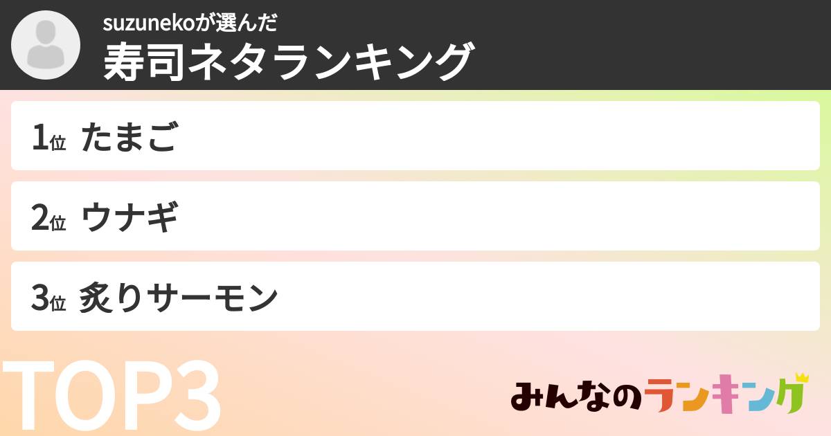 suzunekoさんの「寿司ネタランキング」