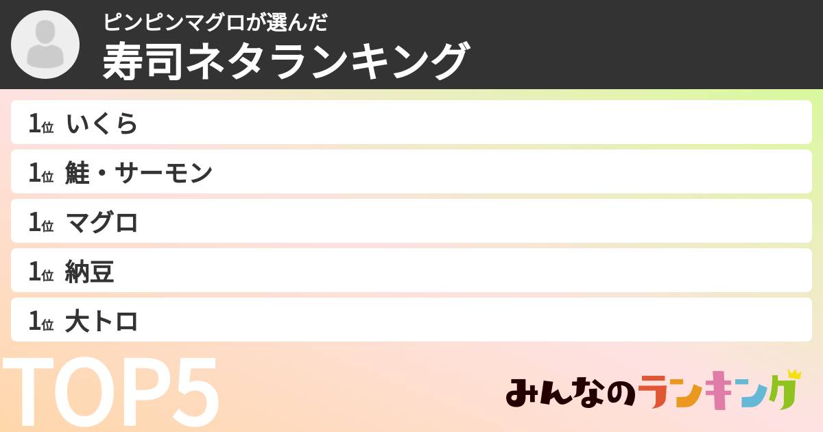 ピンピンマグロさんの「寿司ネタランキング」