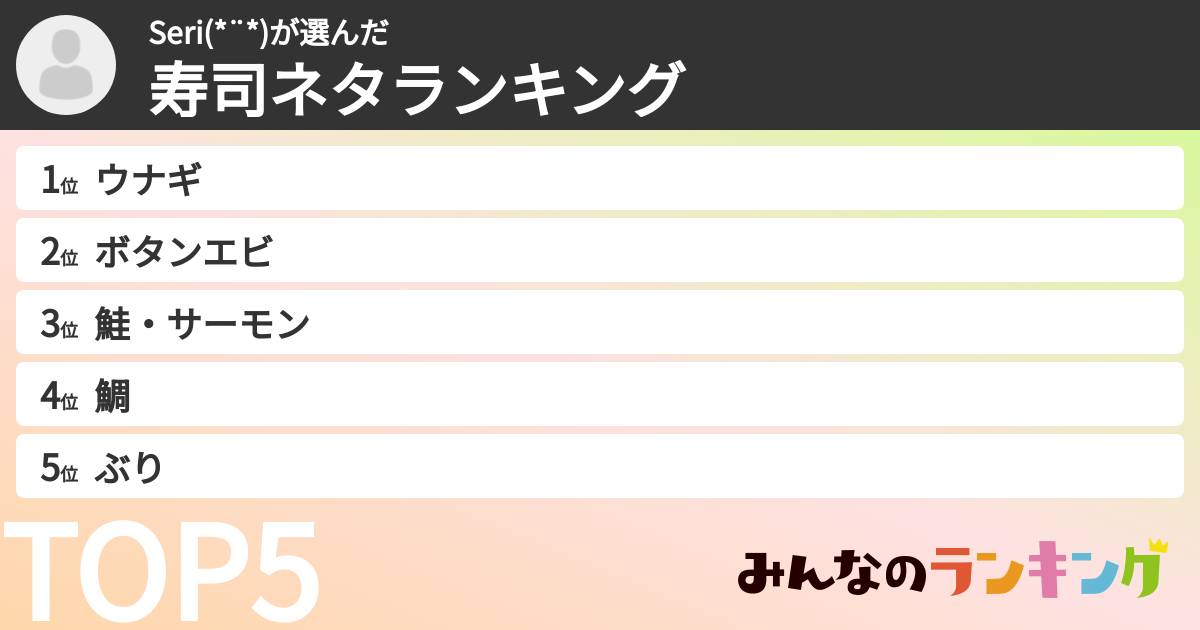 Seri(*¨*)さんの「寿司ネタランキング」
