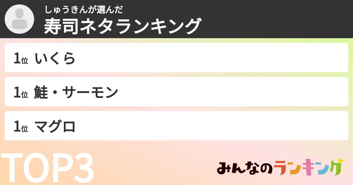 しゅうきんさんの「寿司ネタランキング」