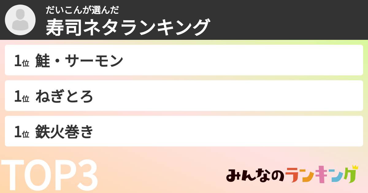 だいこんさんの「寿司ネタランキング」