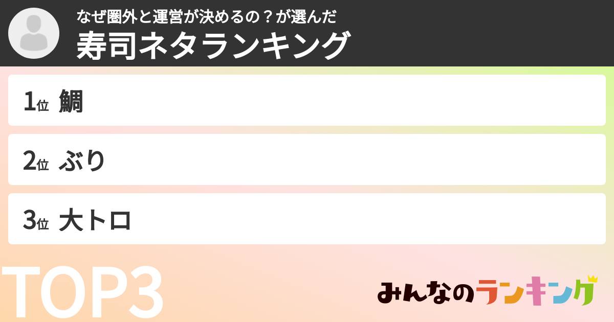なぜ圏外と運営が決めるの？さんの「寿司ネタランキング」