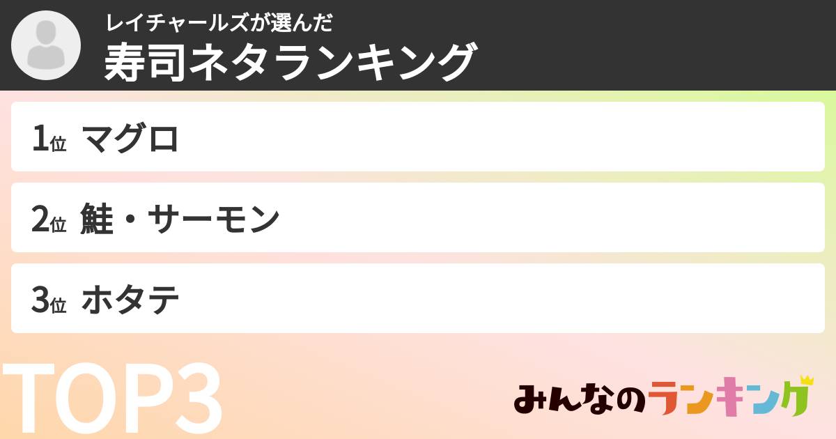 レイチャールズさんの「寿司ネタランキング」