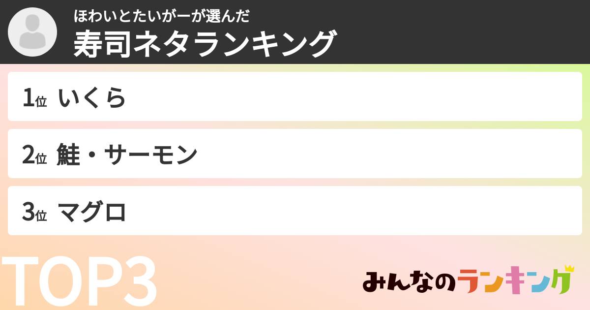 ほわいとたいがーさんの「寿司ネタランキング」