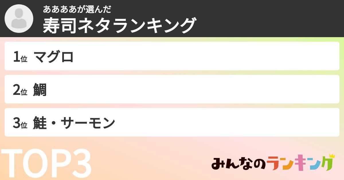 ああああさんの「寿司ネタランキング」