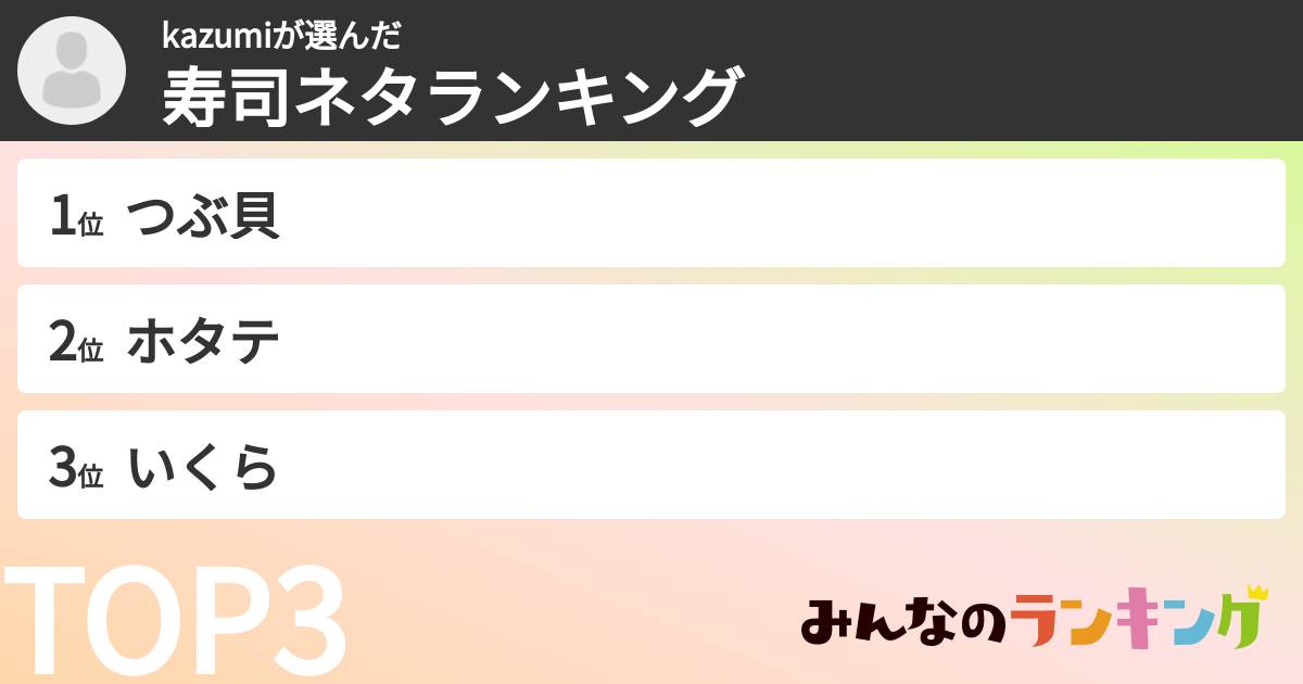kazumiさんの「寿司ネタランキング」