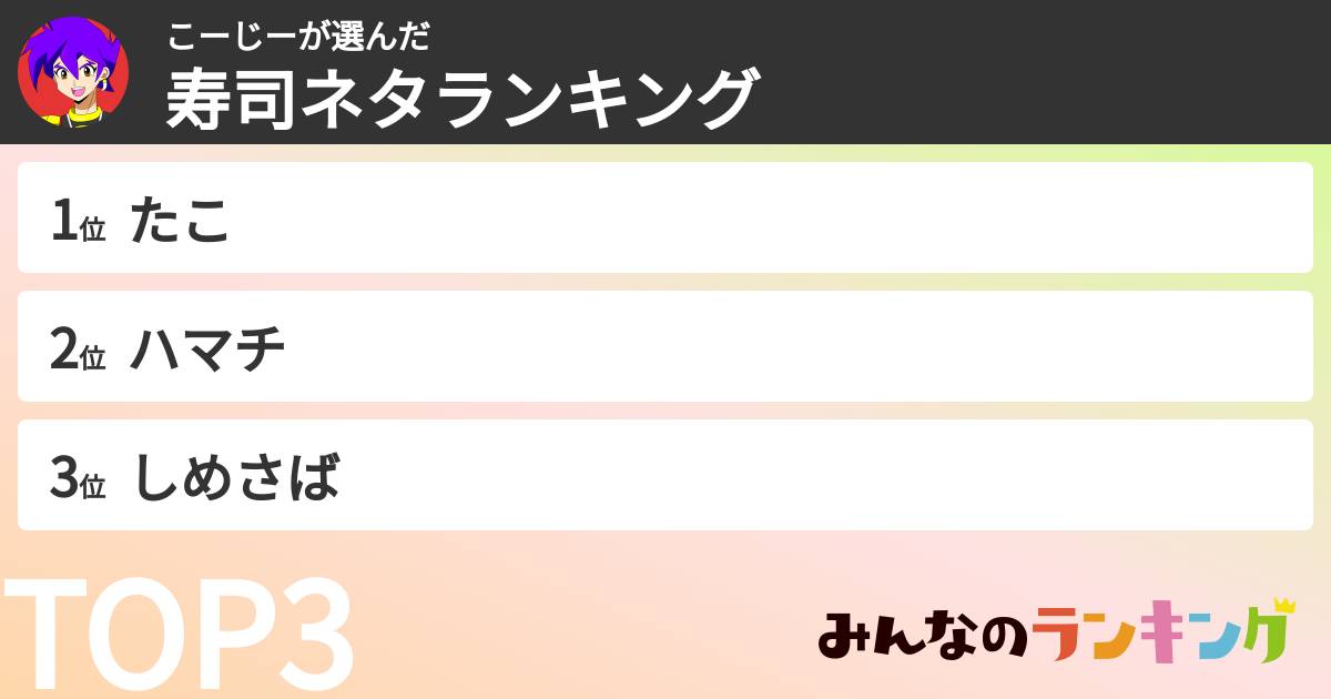 こーじーさんの「寿司ネタランキング」