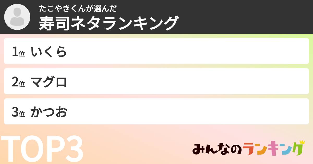 たこやきくんさんの「寿司ネタランキング」
