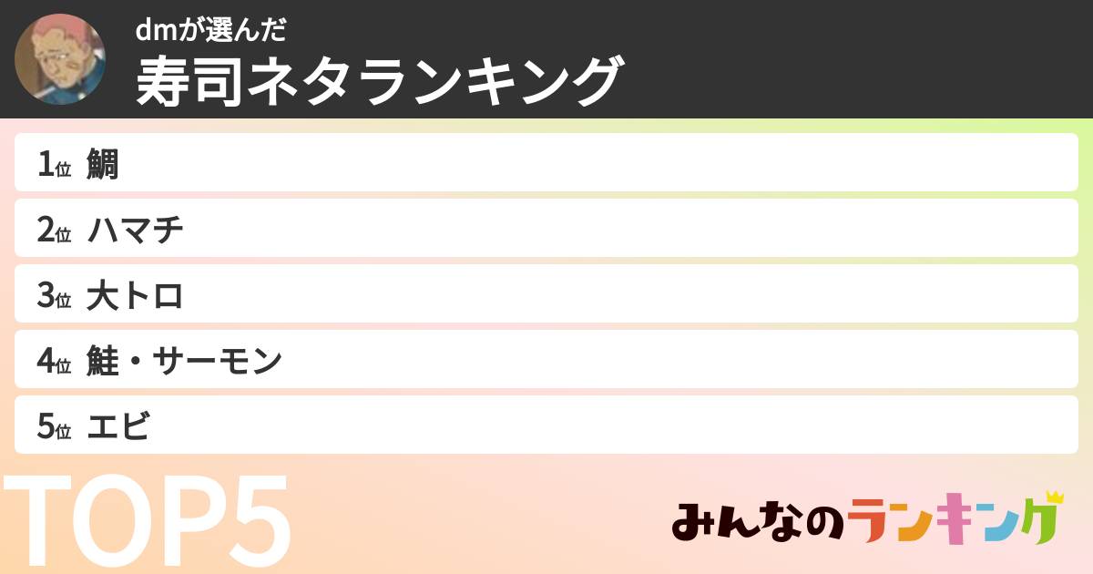 dmさんの「寿司ネタランキング」