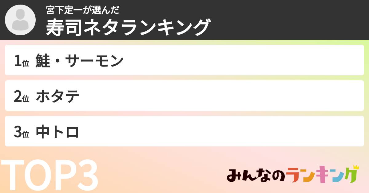 宮下定一さんの「寿司ネタランキング」