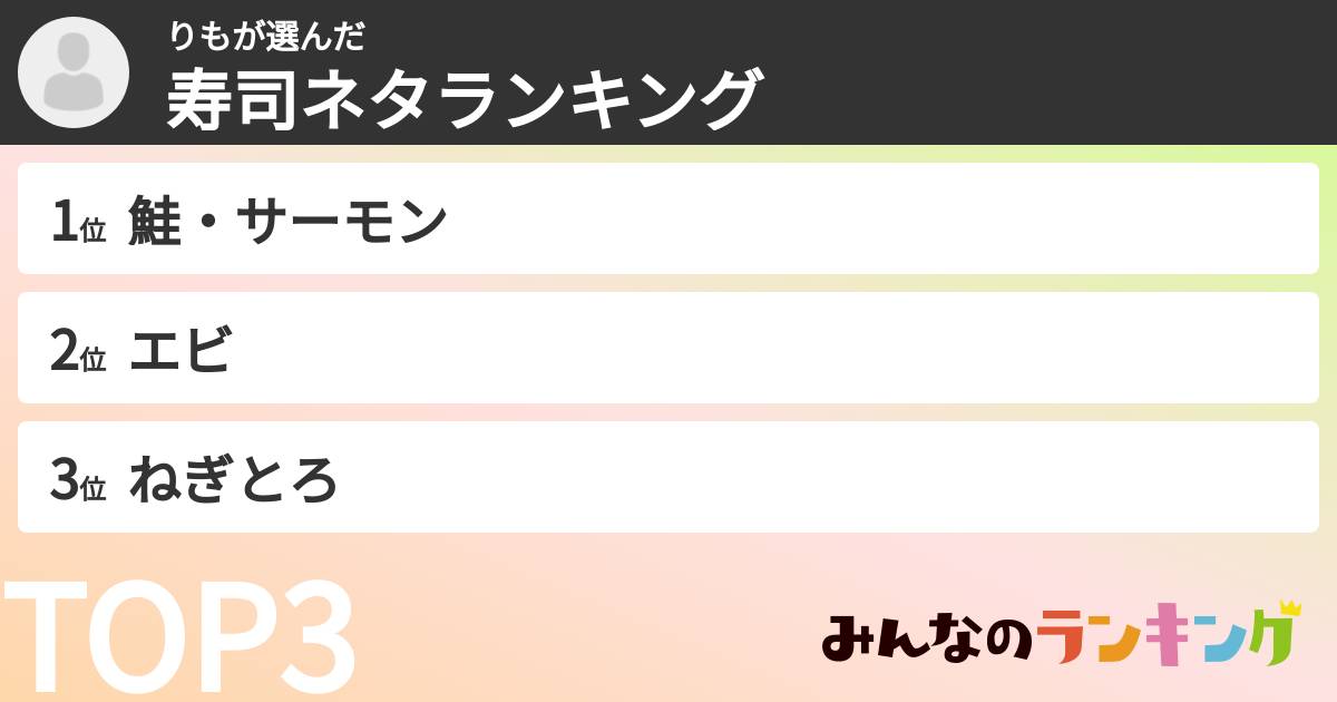 りもさんの「寿司ネタランキング」
