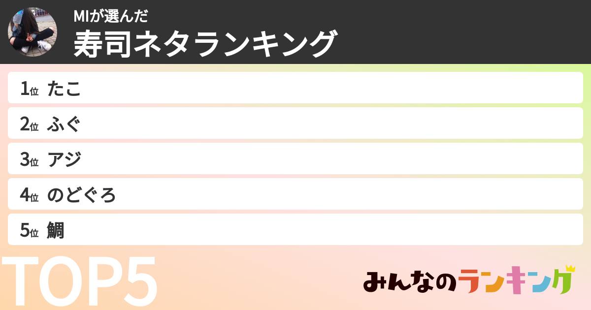 MIさんの「寿司ネタランキング」