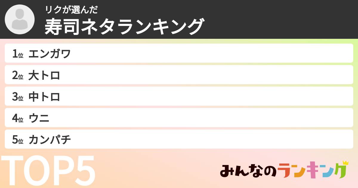 リクさんの「寿司ネタランキング」