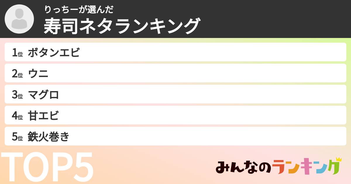 りっちーさんの「寿司ネタランキング」