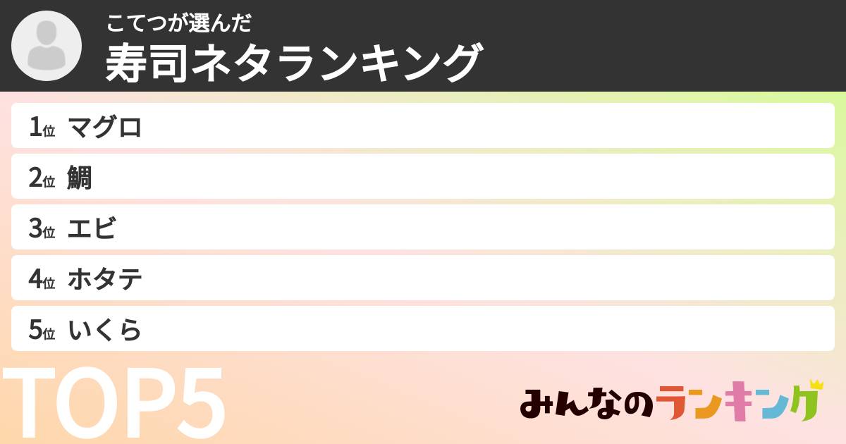 こてつさんの「寿司ネタランキング」
