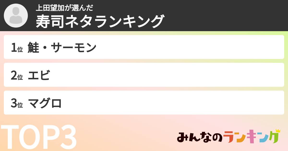 上田望加さんの「寿司ネタランキング」