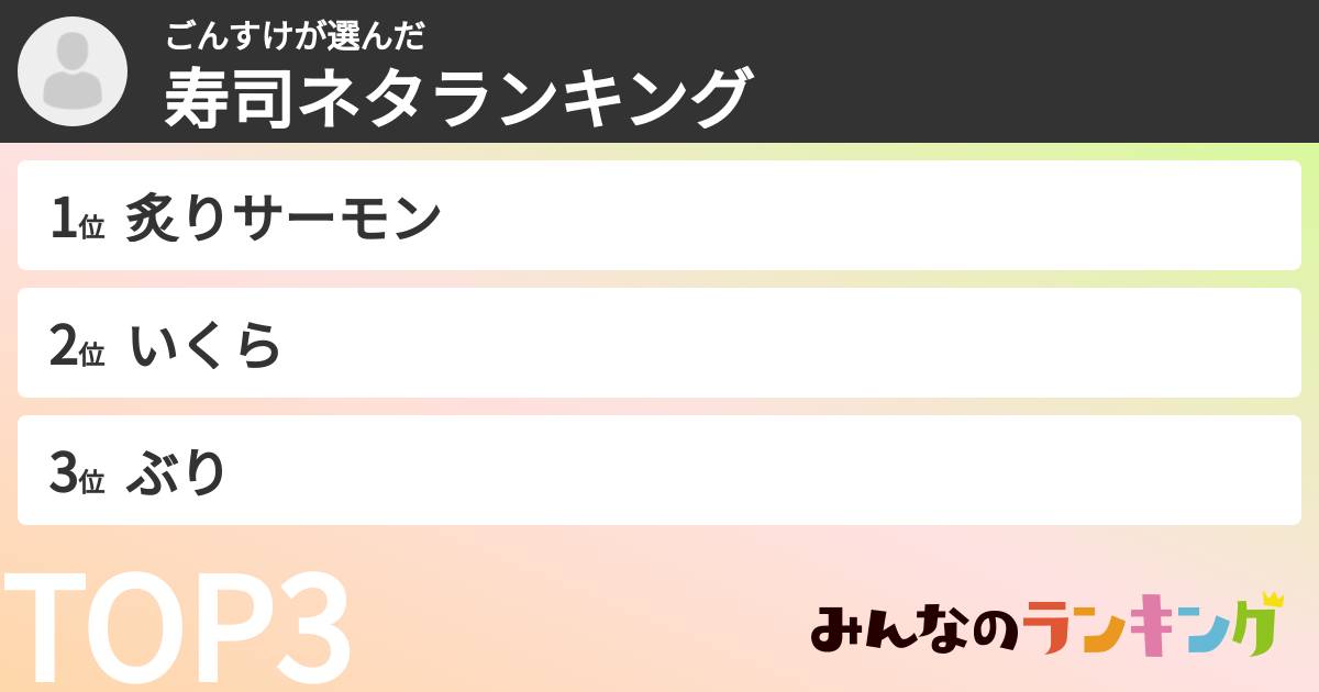 ごんすけさんの「寿司ネタランキング」