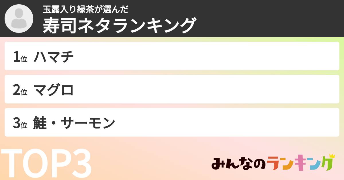 玉露入り緑茶さんの「寿司ネタランキング」