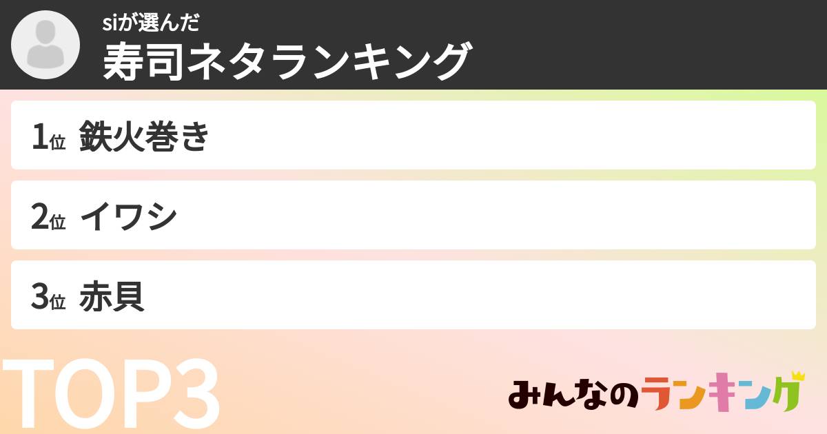 siさんの「寿司ネタランキング」
