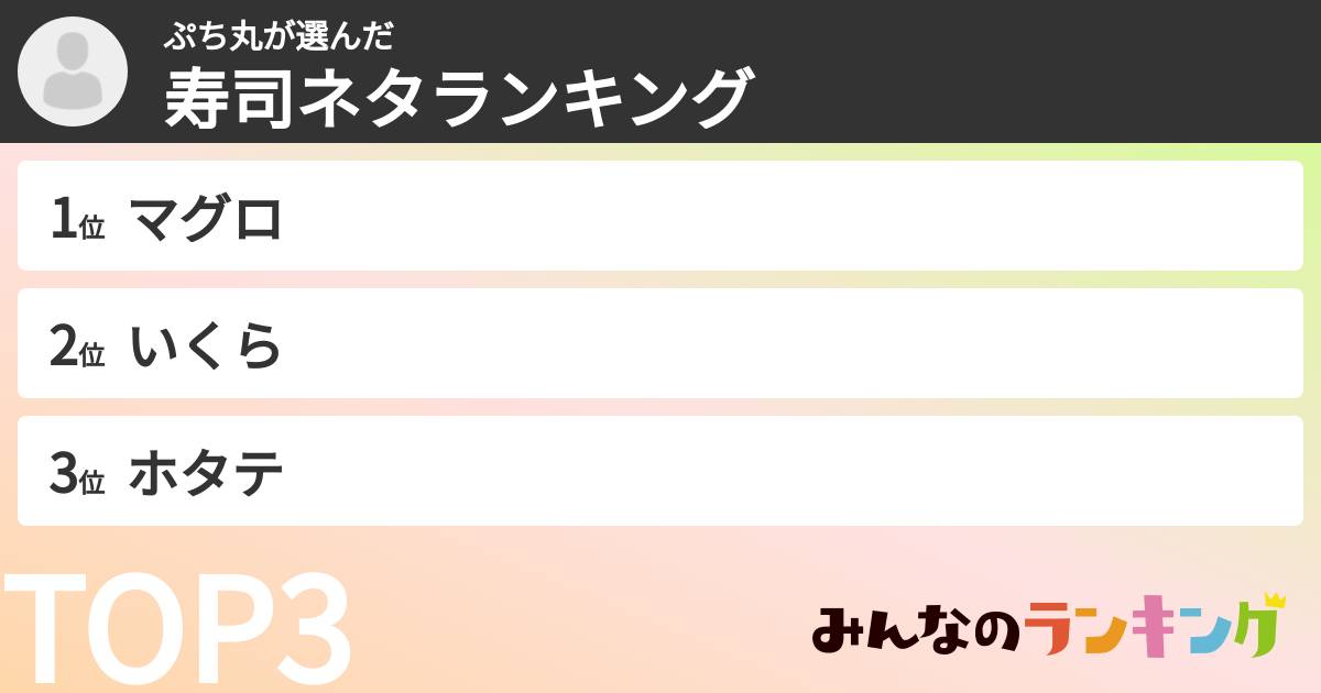 ぷち丸さんの「寿司ネタランキング」
