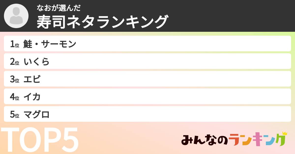 なおさんの「寿司ネタランキング」