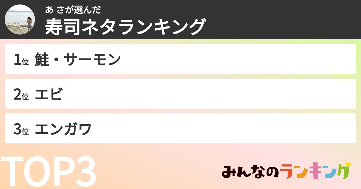 あ ささんの「寿司ネタランキング」