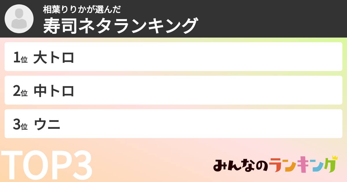 相葉りりかさんの「寿司ネタランキング」