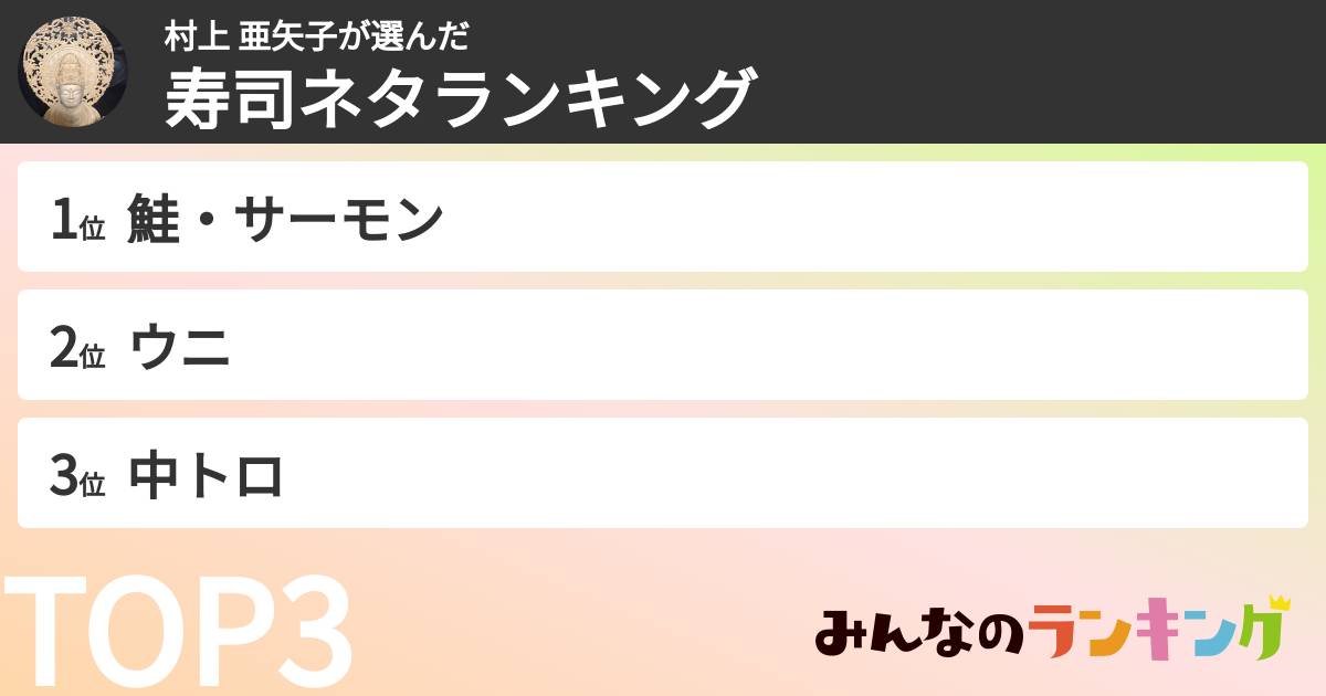 村上 亜矢子さんの「寿司ネタランキング」
