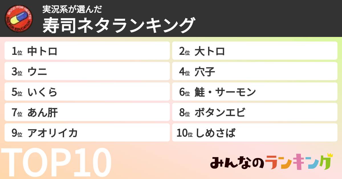 実況系さんの「寿司ネタランキング」