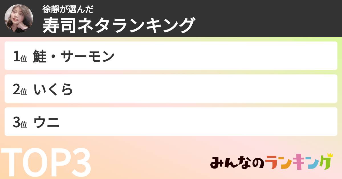徐靜さんの「寿司ネタランキング」