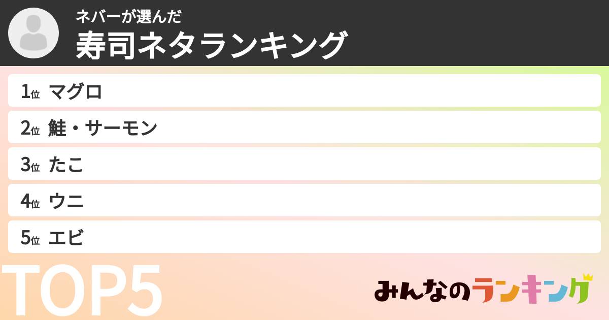 ネバーさんの「寿司ネタランキング」