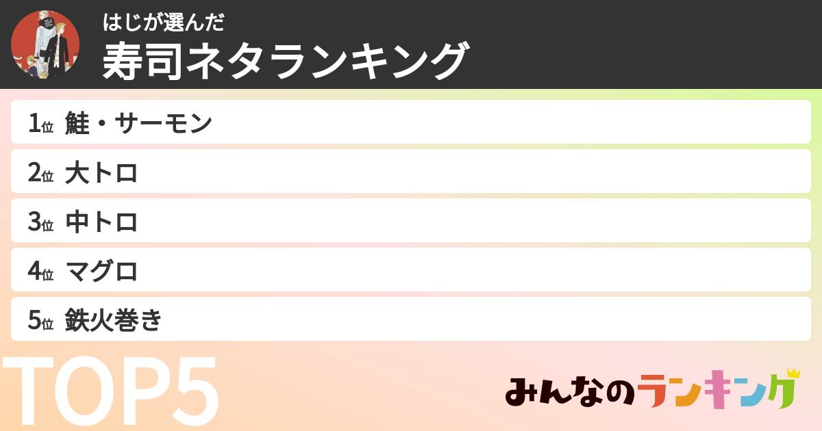 はじさんの「寿司ネタランキング」