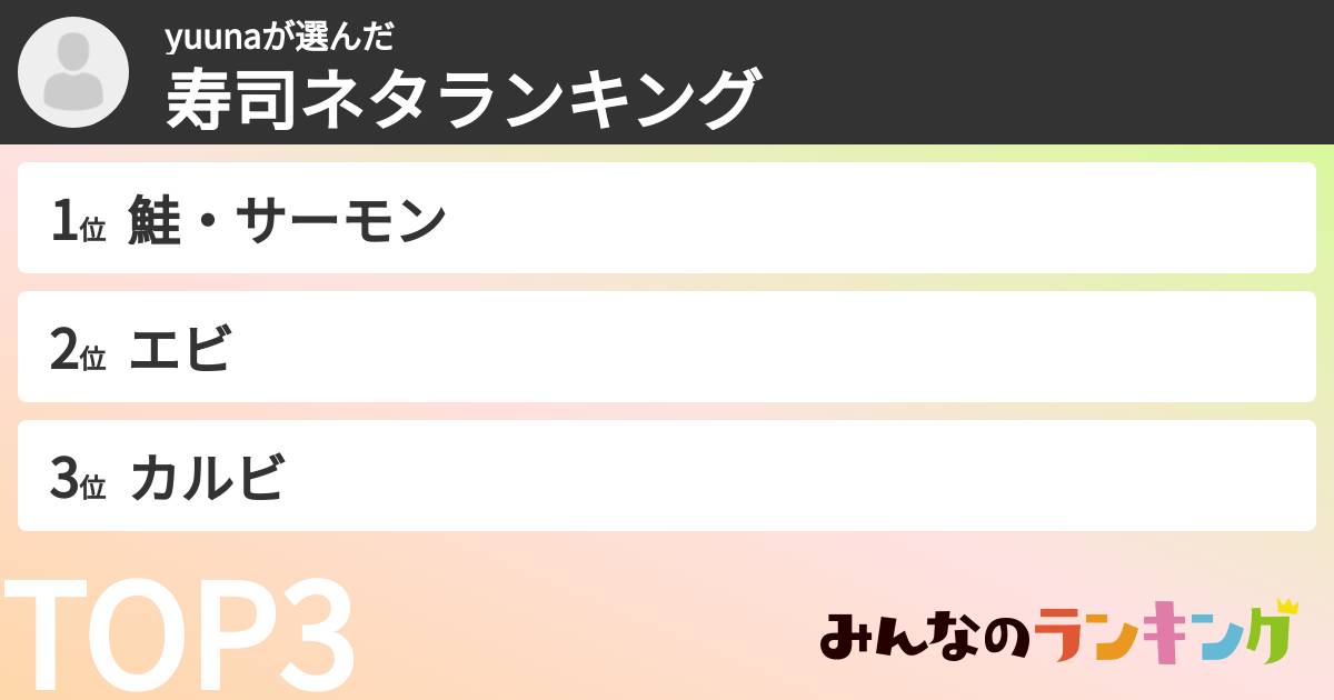 yuunaさんの「寿司ネタランキング」