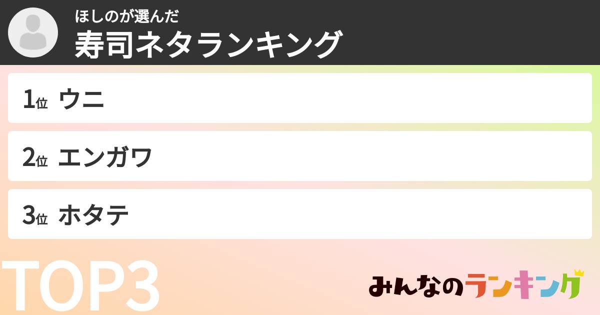 ほしのさんの「寿司ネタランキング」
