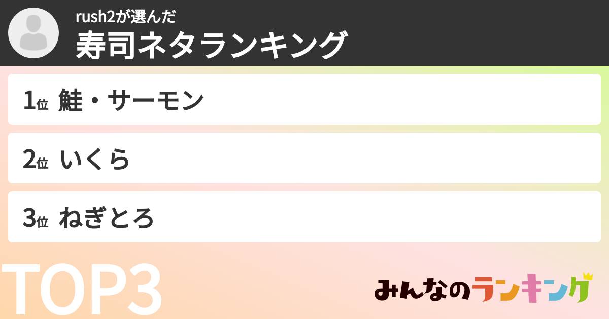rush2さんの「寿司ネタランキング」
