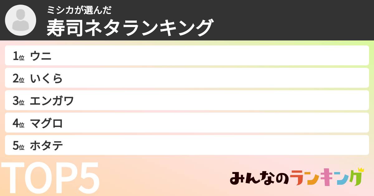 ミシカさんの「寿司ネタランキング」