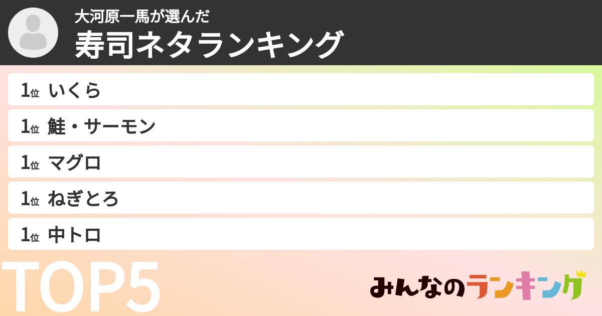 大河原一馬さんの「寿司ネタランキング」