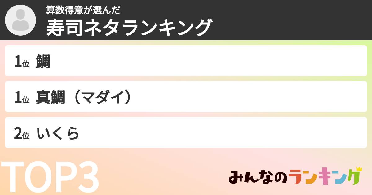 算数得意さんの「寿司ネタランキング」