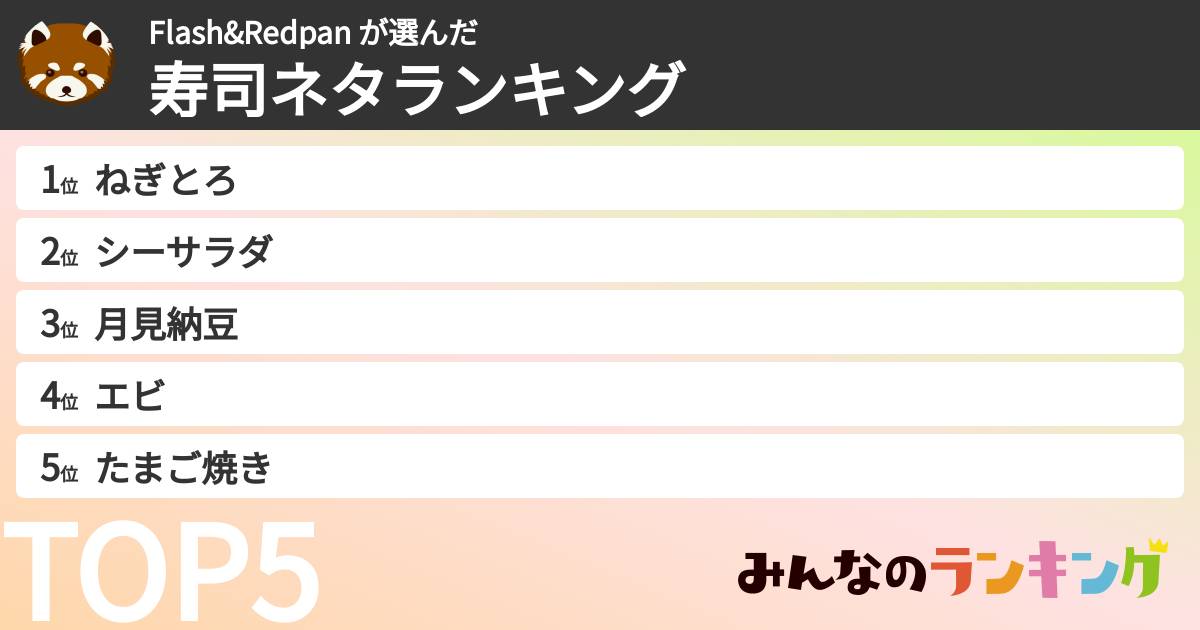 Flash&Redpan さんの「寿司ネタランキング」